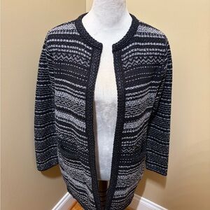 Talbots Black and Gray Striped Cardigan, Size PS